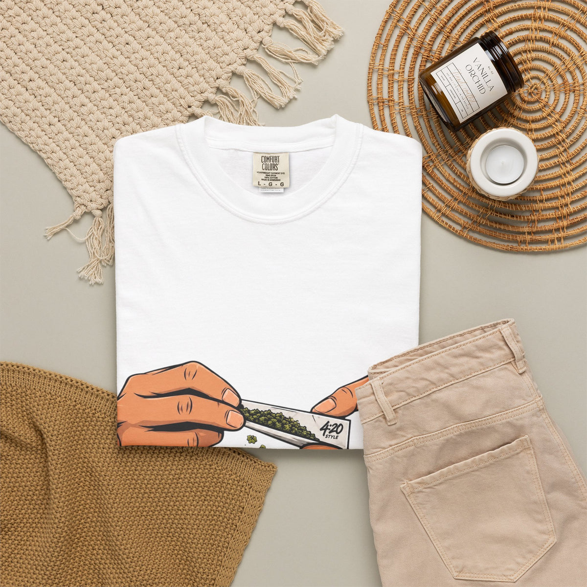 Rolling Joint Graphic T-Shirt — "Fumo y Olvido" 4:20 Streetwear