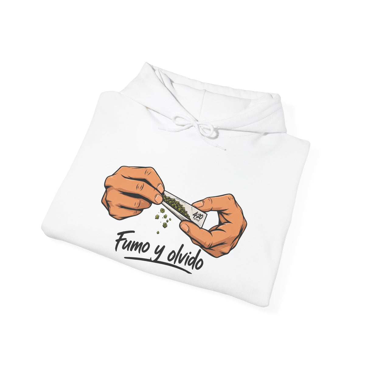 Hoodie - "Fumo y olvido" Rolling Hands Graphic Hoodie (4:20 Back Accent)