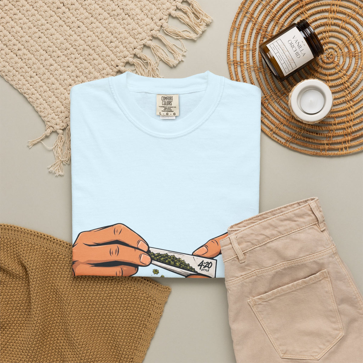 Rolling Joint Graphic T-Shirt — "Fumo y Olvido" 4:20 Streetwear