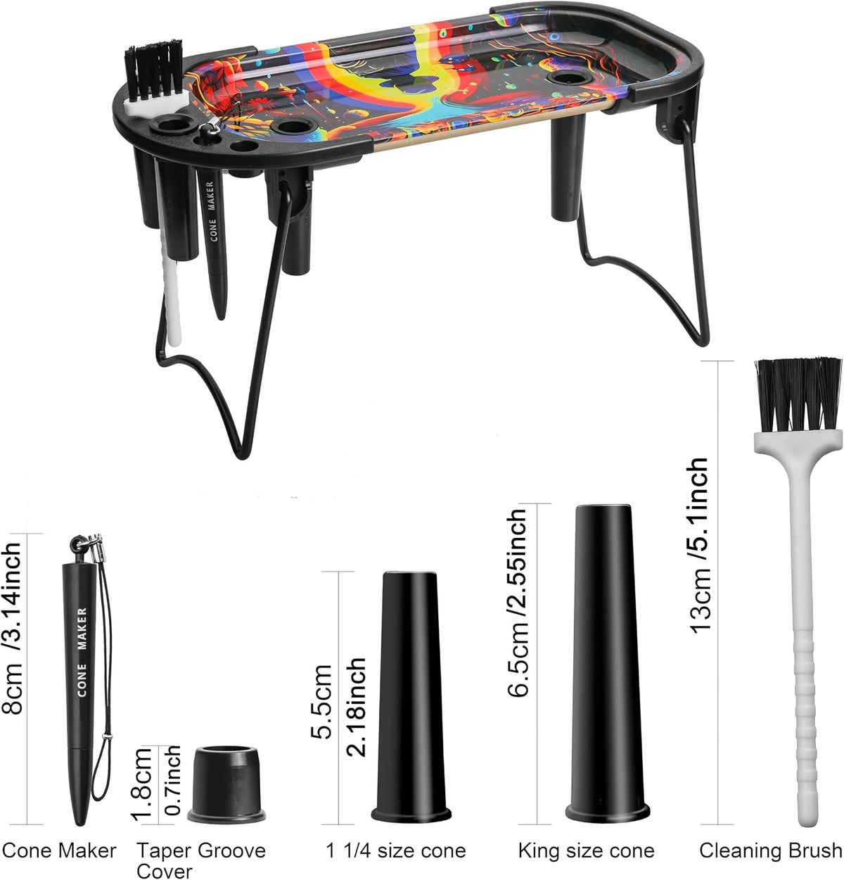 Rolling Tray with Cone Loader for Pre Rolled Cones, Rolling Tray Set