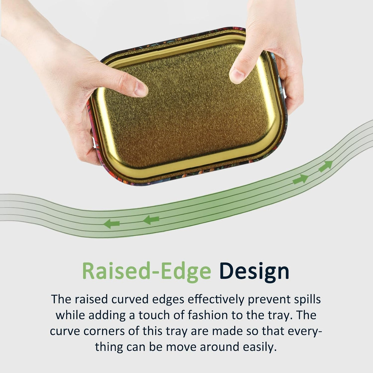 Small Metal Trays with PVC Soft Magnetic Lid Metal Tray with Lid Cover Small Cute Decorative Tray Ideal Storage for Home or on the Go, 7" X 5.5"