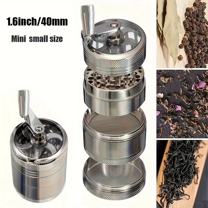 1.6Inch 40Mm Hand Crank Tobacco Grinder Spice Mills Smoke Grass Crusher Muller Spice Manual Grinder for Nutmeg,Ginger,Rock Salt