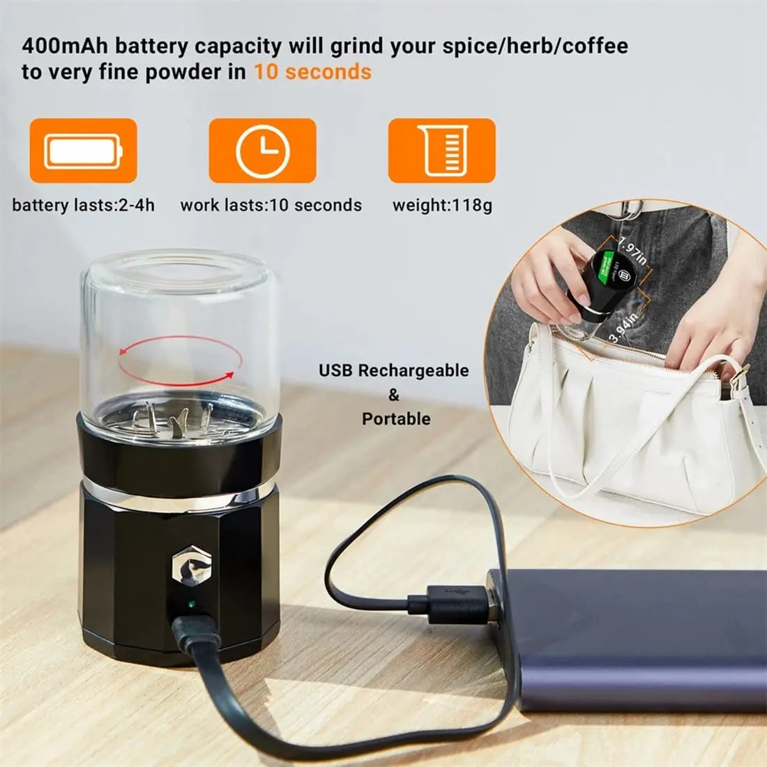 SMO Portable Electric Tobacco Grass Crusher for Smoking Dry Herb Grinder Machine with Intelligent Touch Prevention Smoke Crusher