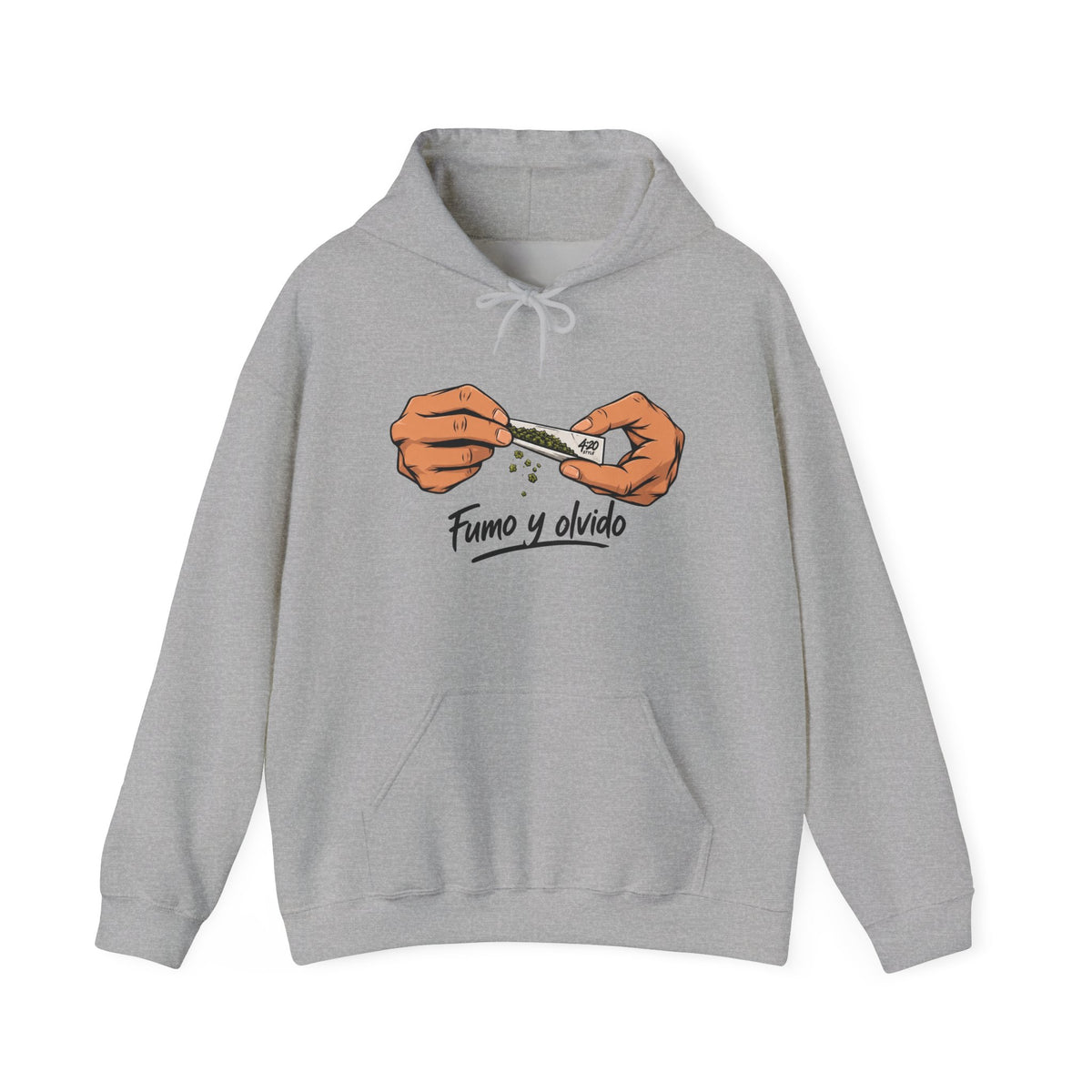 Hoodie - "Fumo y olvido" Rolling Hands Graphic Hoodie (4:20 Back Accent)