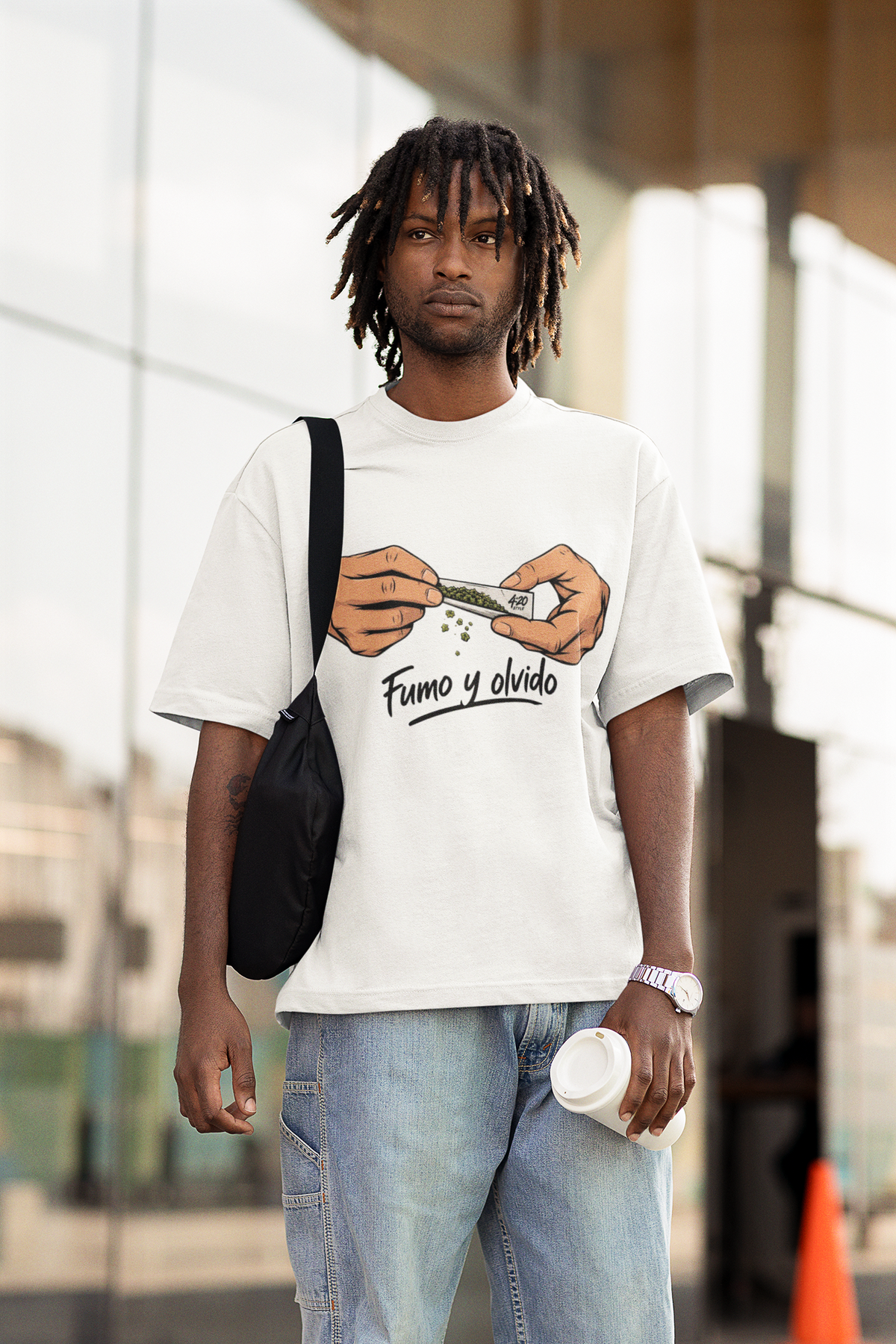 Rolling Joint Graphic T-Shirt — "Fumo y Olvido" 4:20 Streetwear