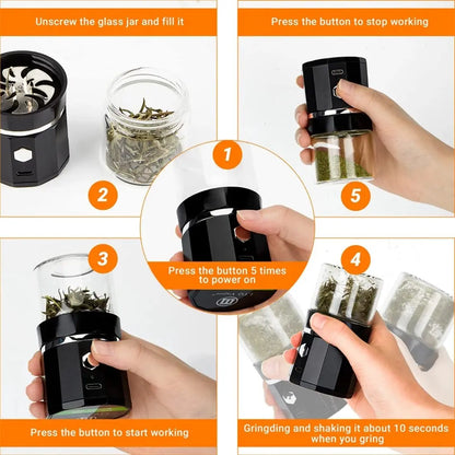 SMO Portable Electric Tobacco Grass Crusher for Smoking Dry Herb Grinder Machine with Intelligent Touch Prevention Smoke Crusher