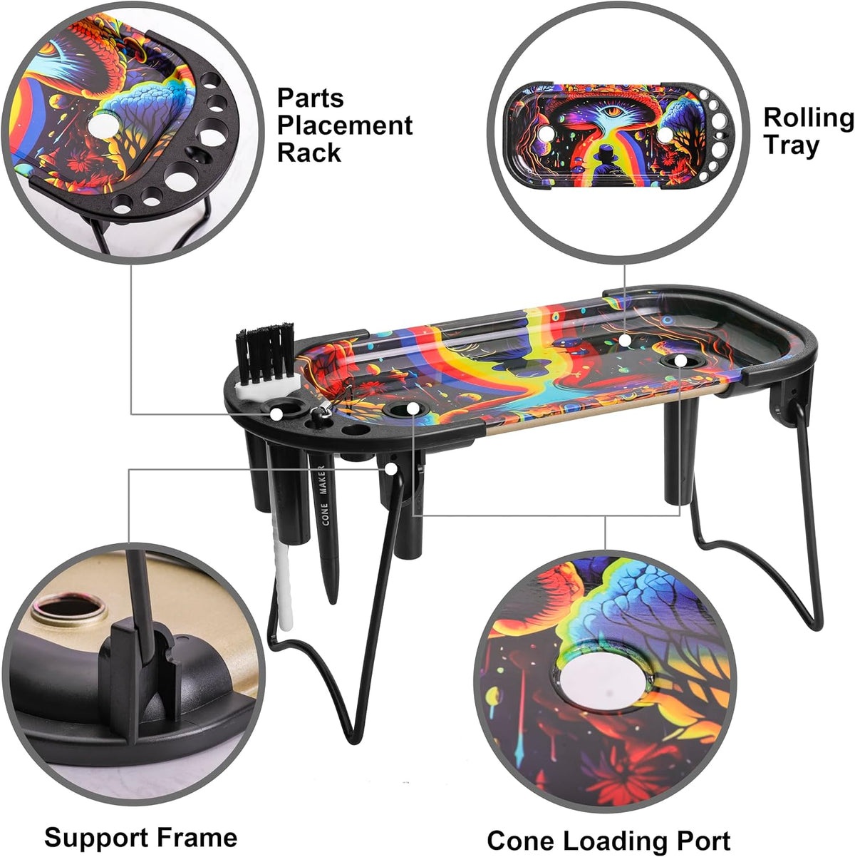 Rolling Tray with Cone Loader for Pre Rolled Cones, Rolling Tray Set