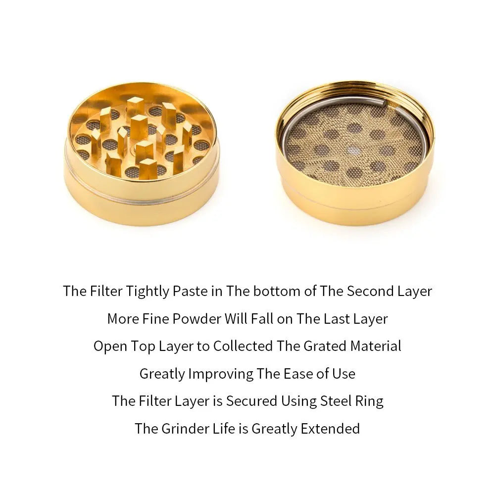 3 Layer Zinc Alloy Smoking Grinder 40Mm Tobacco Crusher Gold Grinder Herbal Crusherherb Crusher for Smoking Accessories